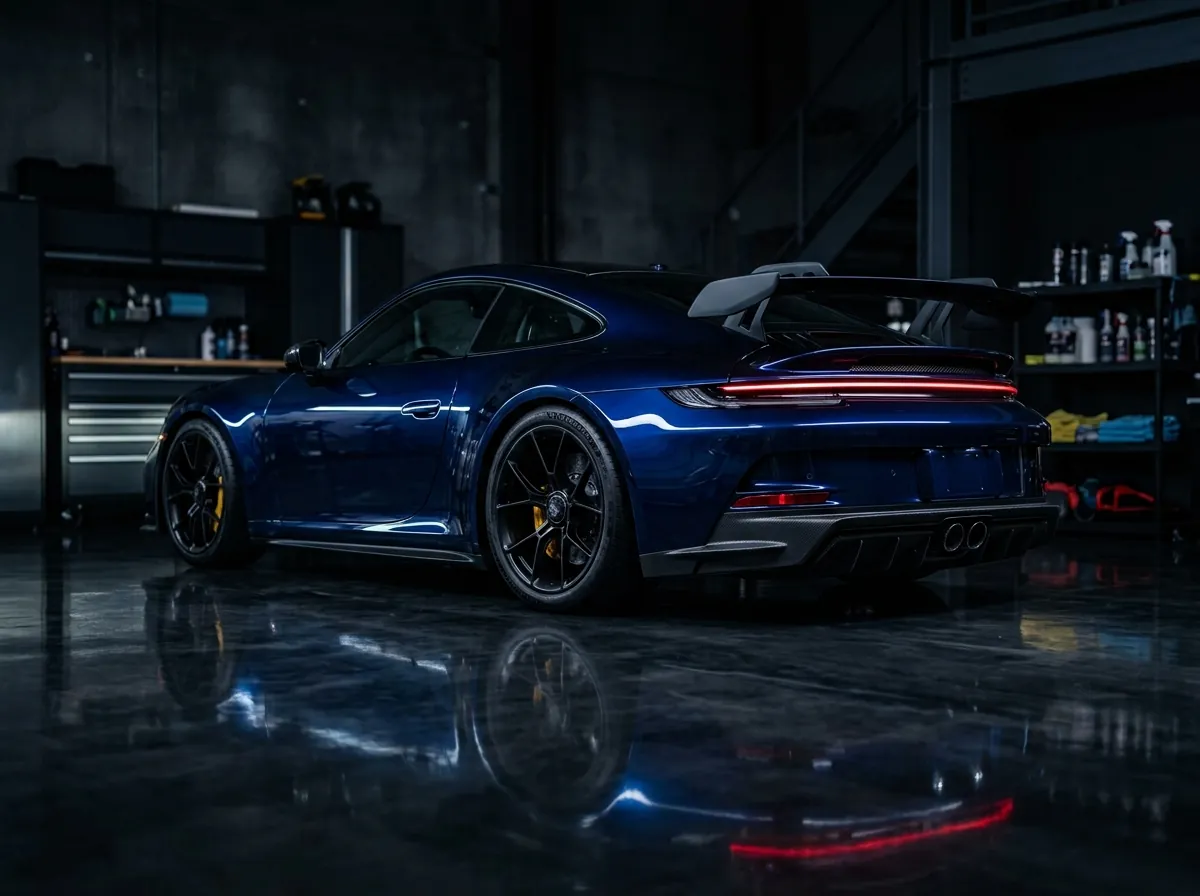 Blue sports car in the Car Detailing Canberra studio